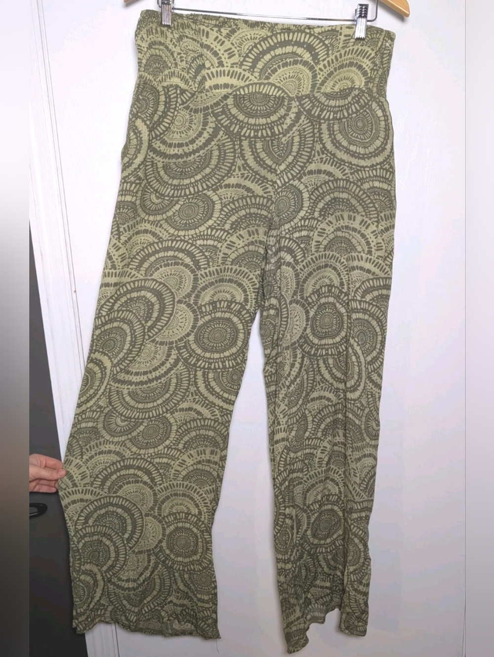 3 Dots Wide Leg Palazzo Pants Green Women Size Medium Travel Beach Boho